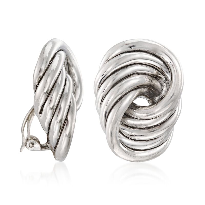 Sterling Silver Large Spiral Knot Clip-On Earrings image number 2