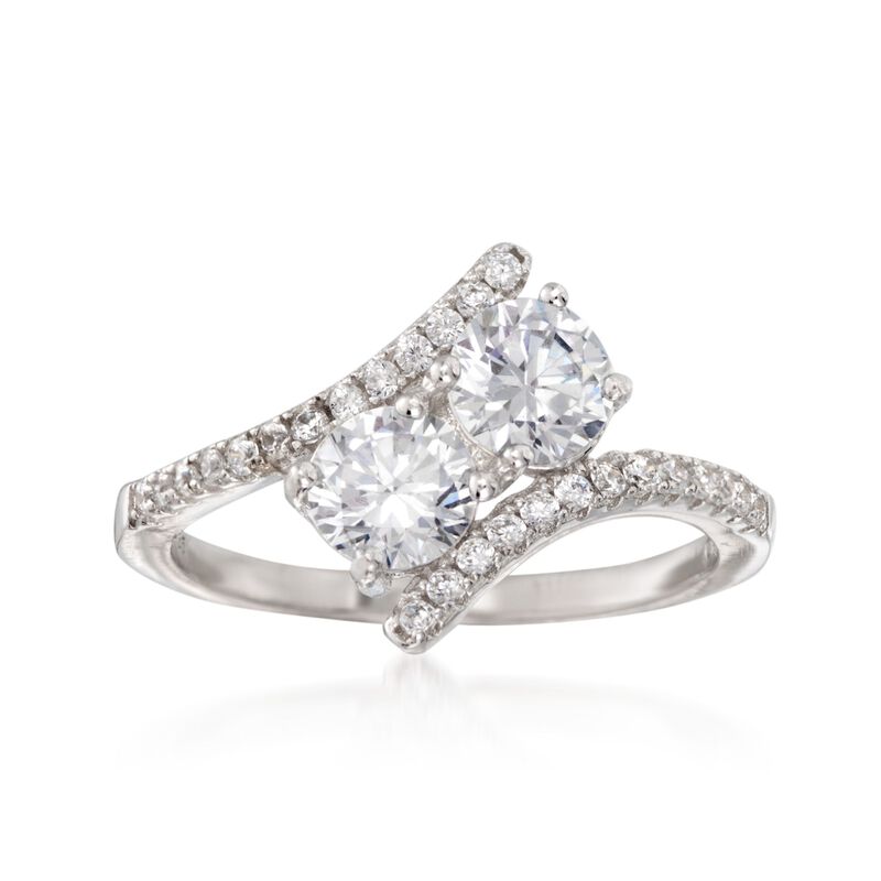 1.55 ct. t.w. CZ Two-Stone Ring in Sterling Silver image number 0