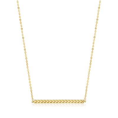 Italian 14kt Yellow Gold Twisted Bar Necklace