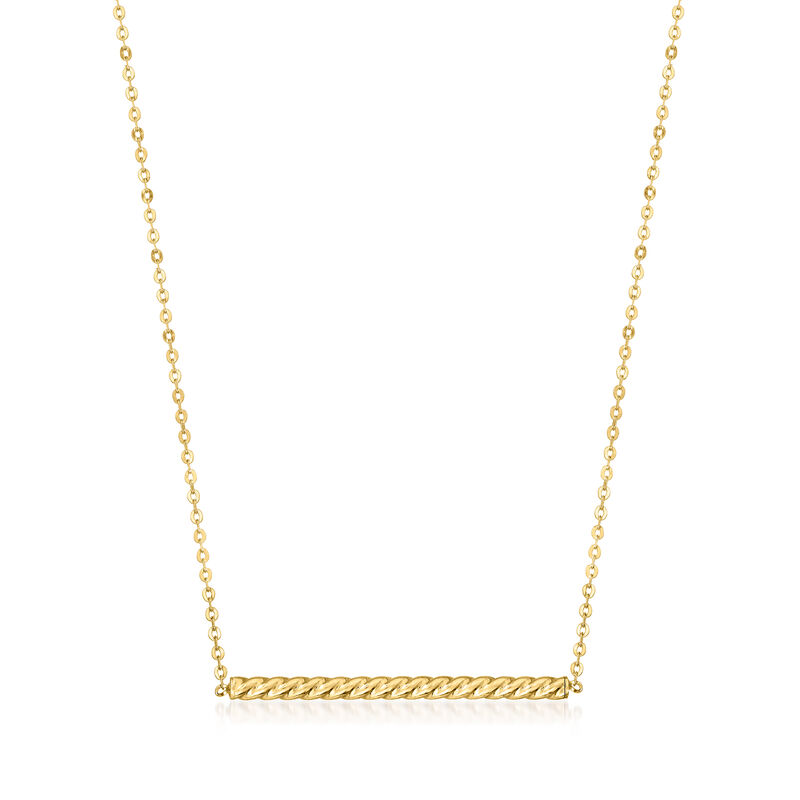 Italian 14kt Yellow Gold Twisted Bar Necklace image number 0