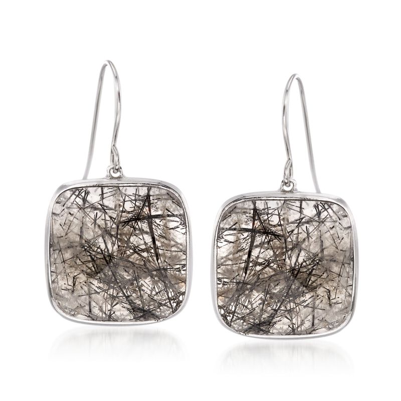19.00 ct. t.w. Tourmalinated Quartz Drop Earrings in Sterling Silver image number 0