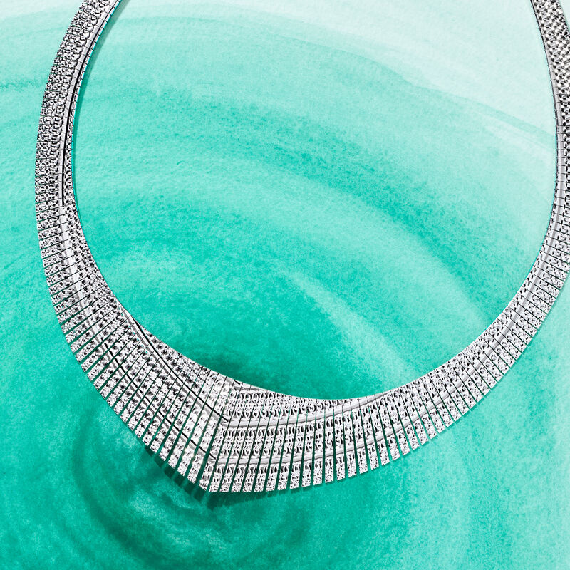Italian Sterling Silver Graduated Cleopatra  Necklace image number 2