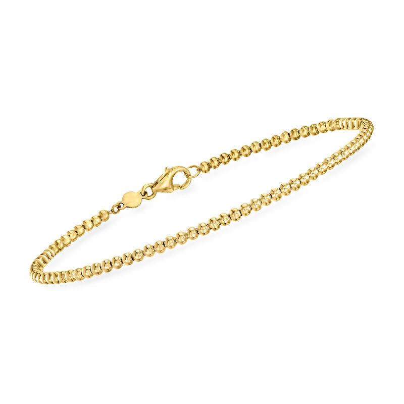 Italian 2mm 14kt Yellow Gold Bead Bracelet. 7&quot; image number 0