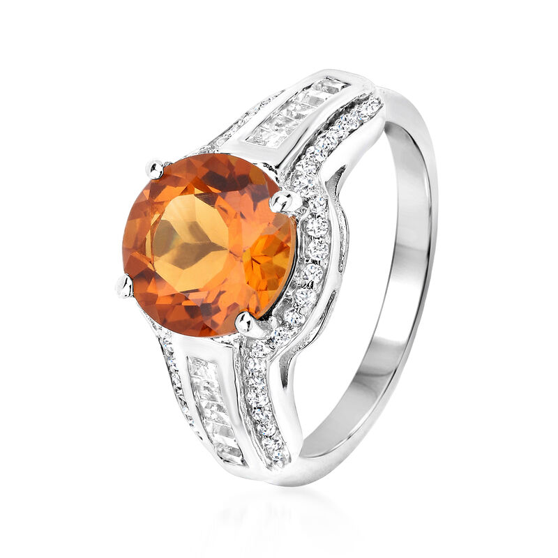 2.00 Carat Citrine and .60 ct. t.w. White Topaz Ring in Sterling Silver. Size 5 image number 1