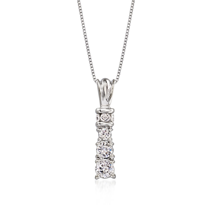 C. 1990 Vintage .45 ct. t.w. Diamond Linear Pendant Necklace in 14kt White Gold. 20" image number 0