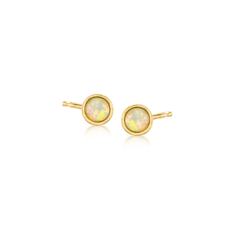 Opal Stud Earrings in 14kt Yellow Gold  image number 0