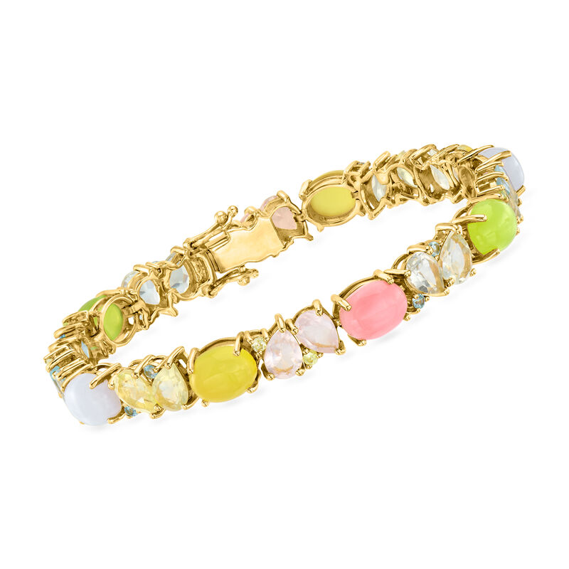 13.70 ct. t.w. Pastel Multi-Gemstone Bracelet in 18kt Gold Over Sterling image number 0