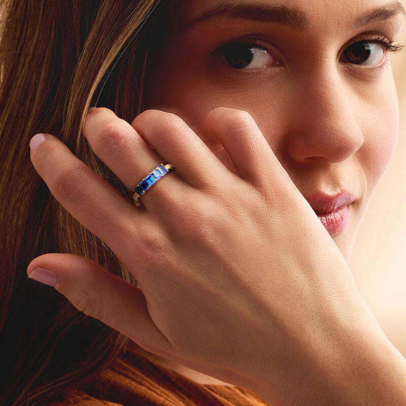 1.30 ct. t.w. Lab-Grown Sapphire Ring in 18kt Gold Vermeil. Size 7 image number 1