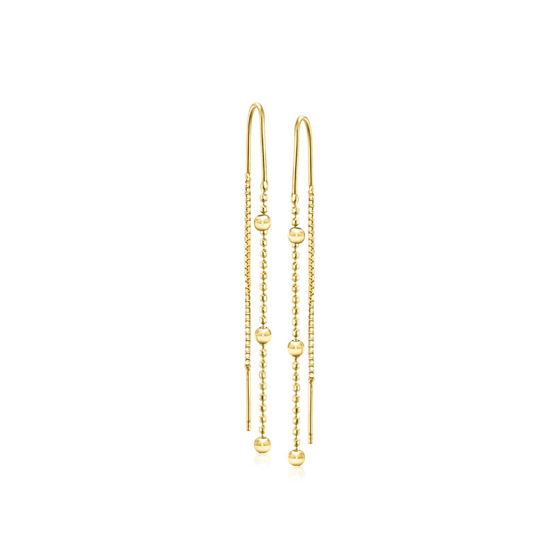 Italian 18kt Gold Vermeil Beaded Threader Earrings  image number 0
