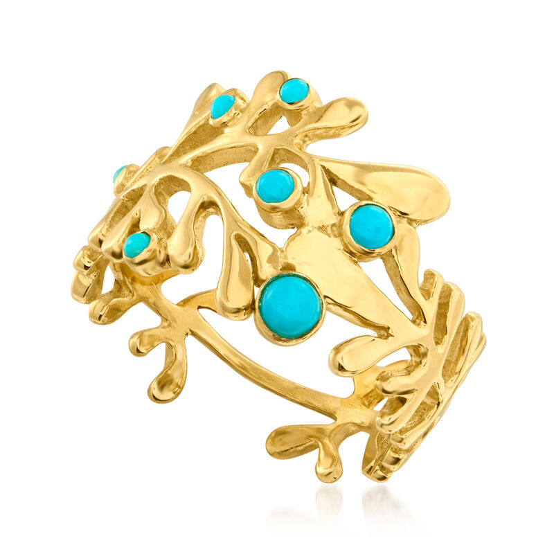 Turquoise Reef Ring in 18kt Gold Over Sterling image number 3