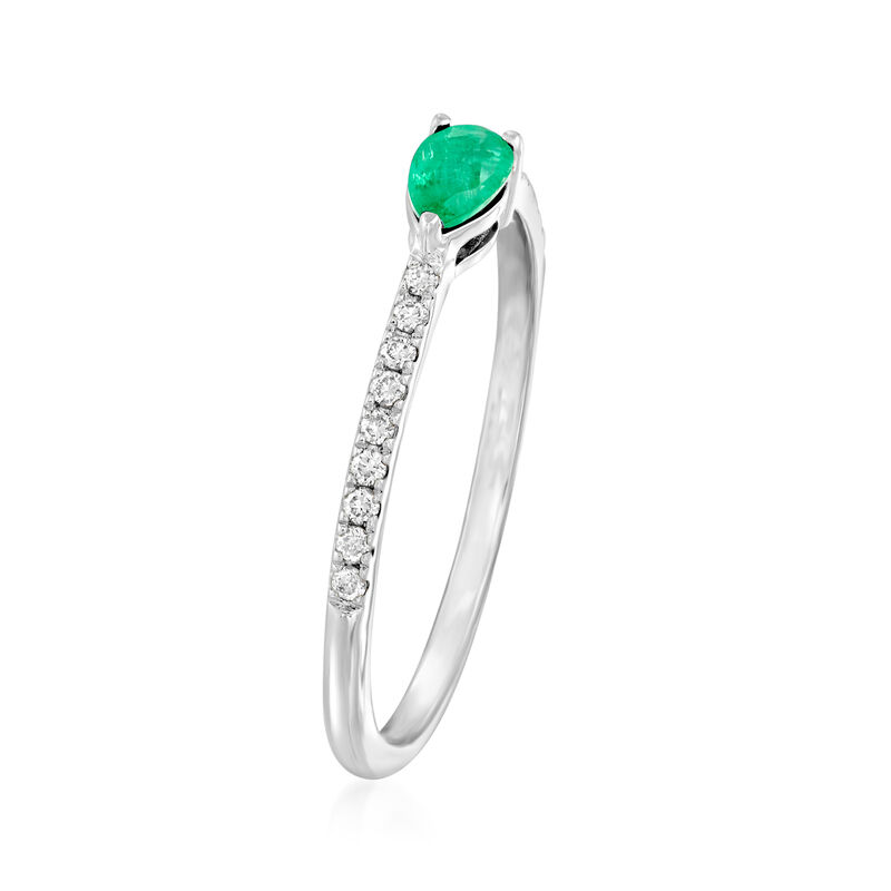 .20 Carat Emerald and .10 ct. t.w. Diamond Ring in 18kt White Gold image number 2