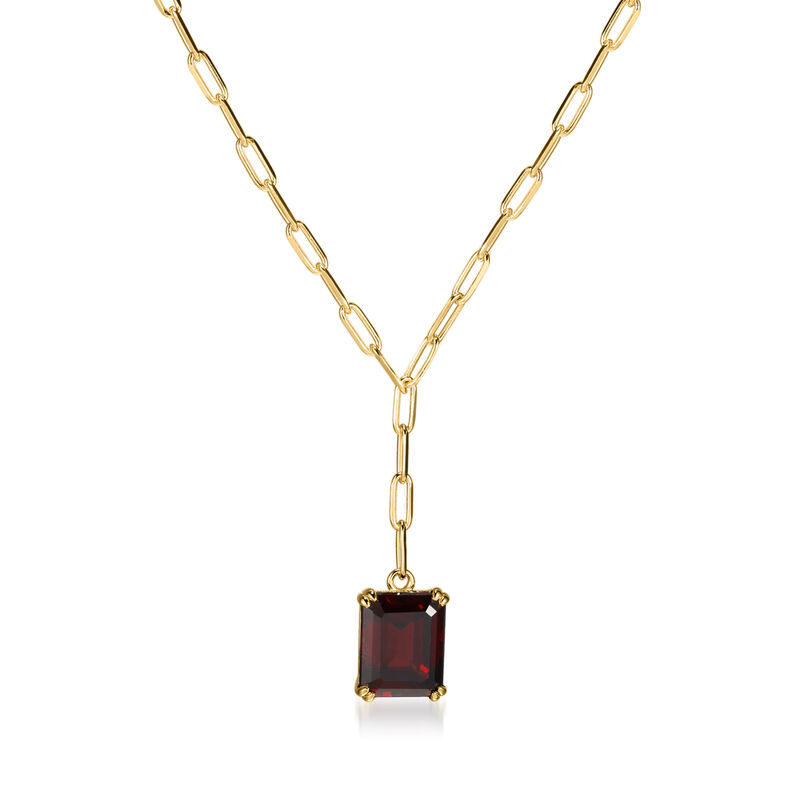3.00 Carat Garnet Paper Clip Link Y-Necklace in 18kt Gold Over Sterling. 18&quot; image number 0