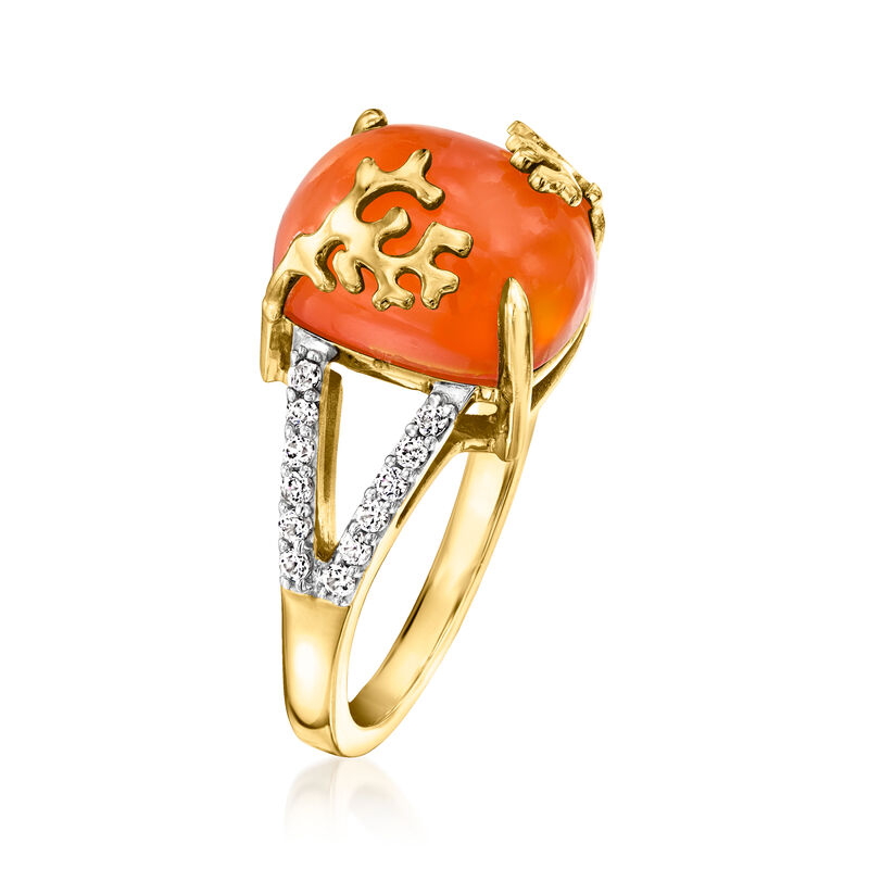 Carnelian and .20 ct. t.w. White Zircon Reef Ring in 18kt Gold Over Sterling image number 2