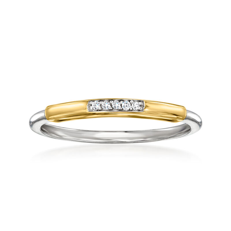 Diamond Ring in Sterling Silver and 14kt Yellow Gold. Size 7 image number 0