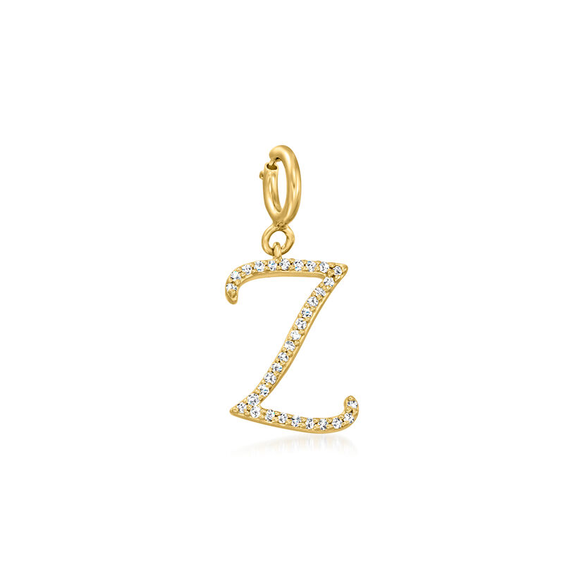 Diamond Initial Charm in 18kt Gold Over Sterling image number 1
