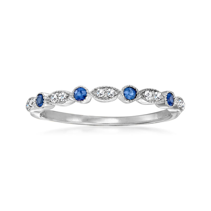 .10 ct. t.w. Sapphire Ring with Diamonds in 14kt White Gold image number 0