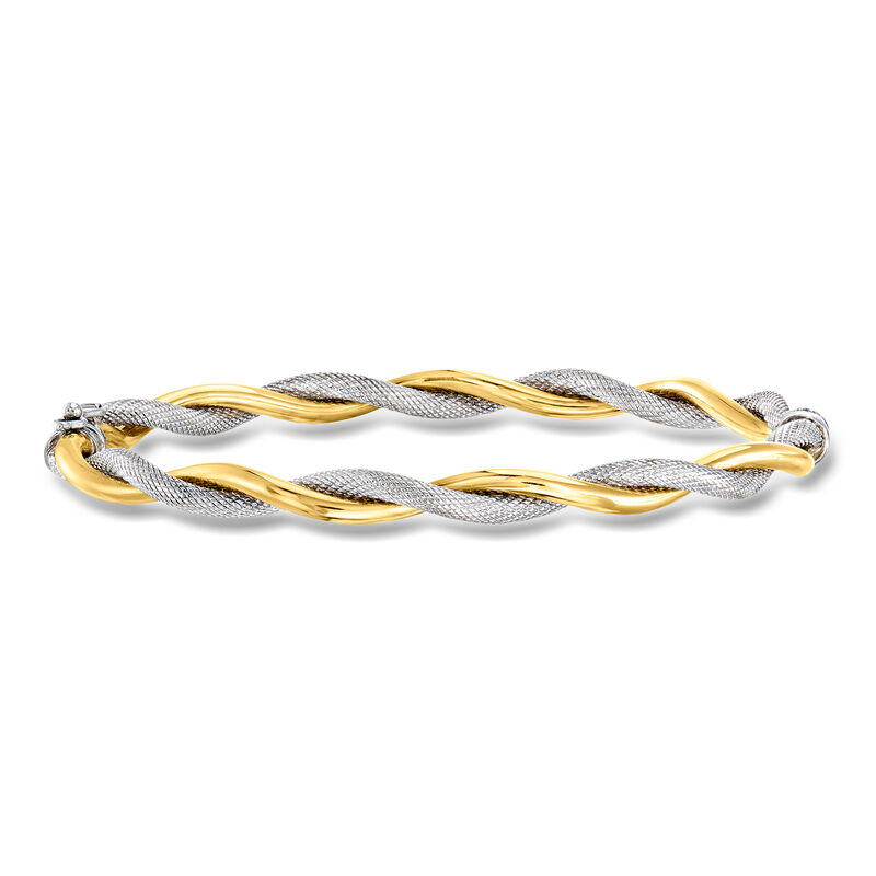 Italian 14kt Two-Tone Gold Twisted Bangle Bracelet image number 0