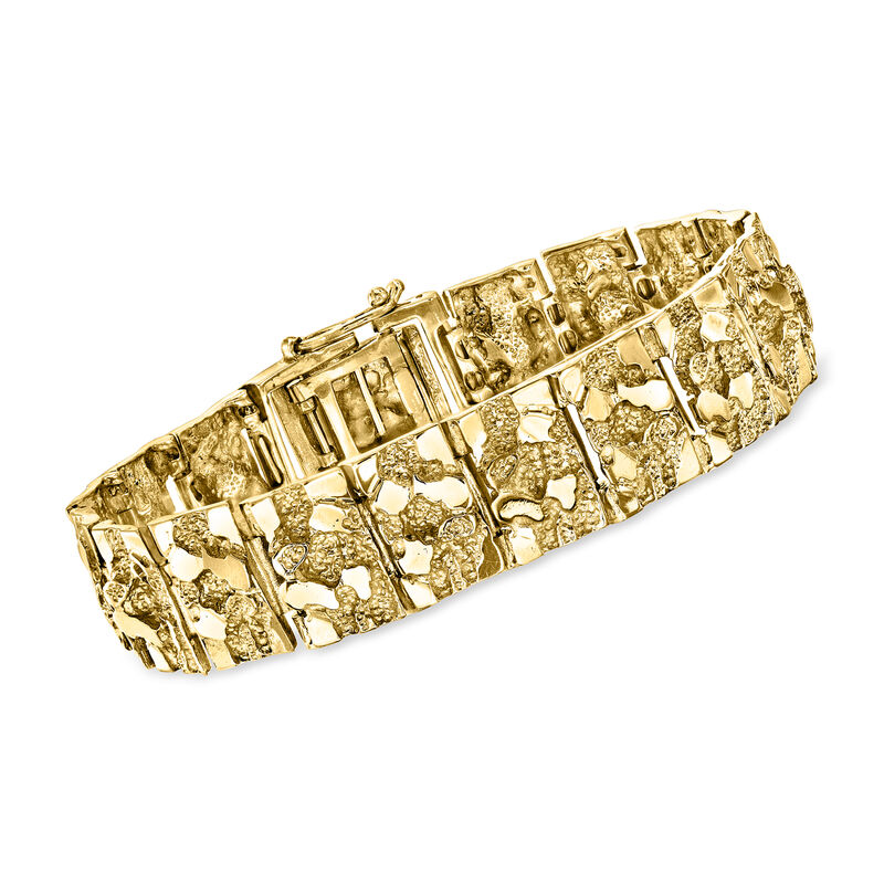 C. 1970 Vintage Men's 14kt Yellow Gold Nugget Bracelet. 8" image number 0