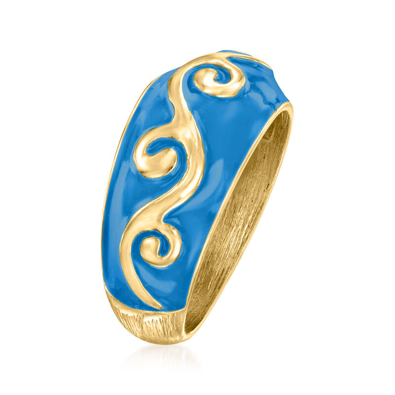 Blue Enamel Swirl Ring in 18kt Gold Over Sterling image number 2