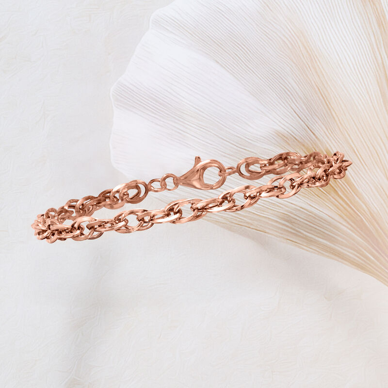 14kt Rose Gold Double-Oval Link Bracelet image number 3