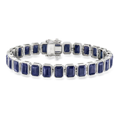 40.00 ct. t.w. Bezel-Set Sapphire Bracelet in Sterling Silver