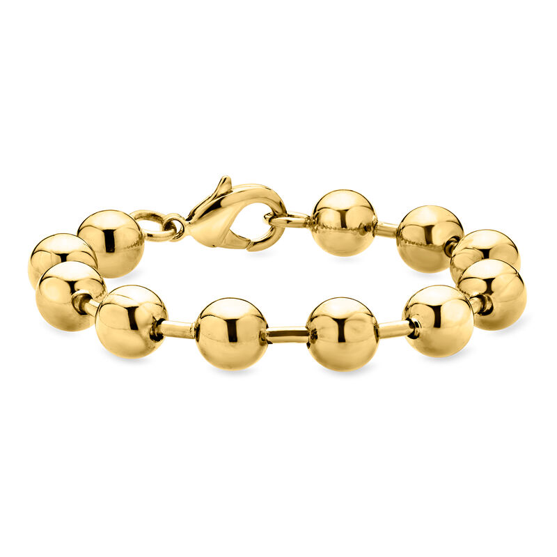 Italian 10mm 14kt Yellow Gold-Plated Bead Bracelet image number 0