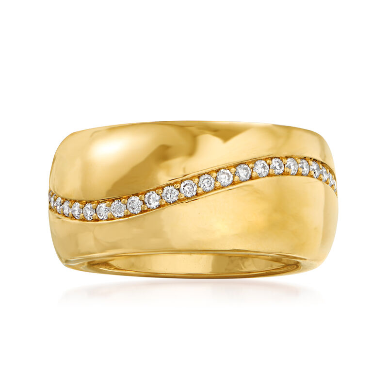 C. 1990 Vintage Bucherer .64 ct. t.w. Diamond Wave Ring in 18kt Yellow Gold. Size 6.5 image number 0