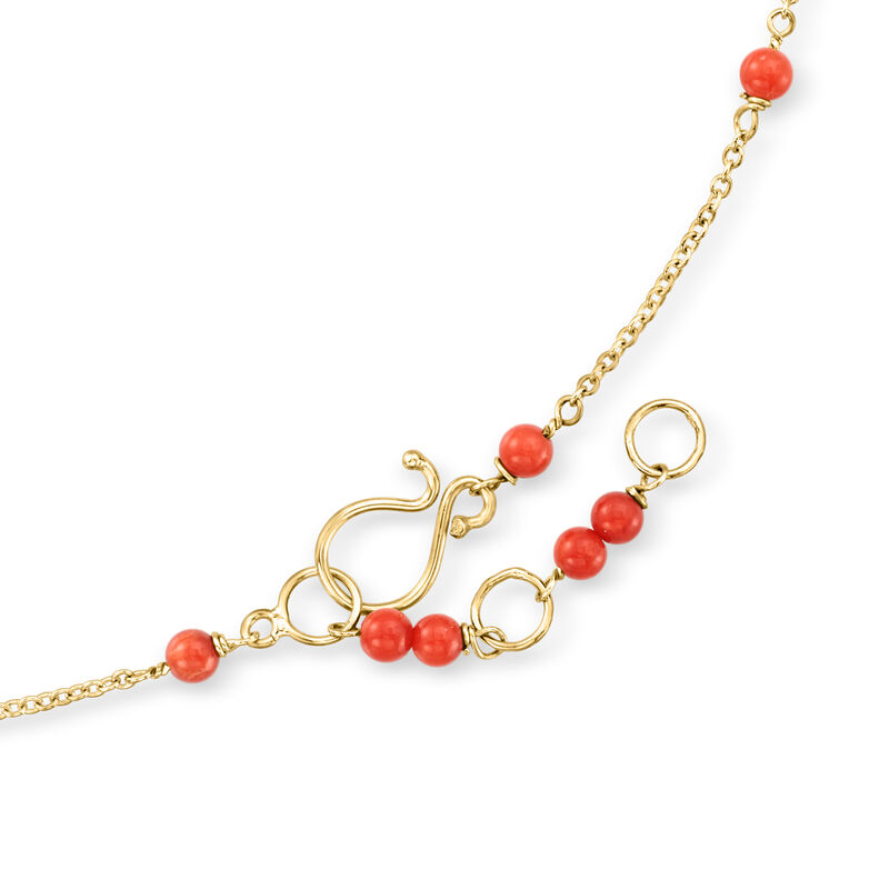 C. 1950 Vintage Carved Red Coral Flower Bib Necklace in 14kt Yellow Gold image number 3
