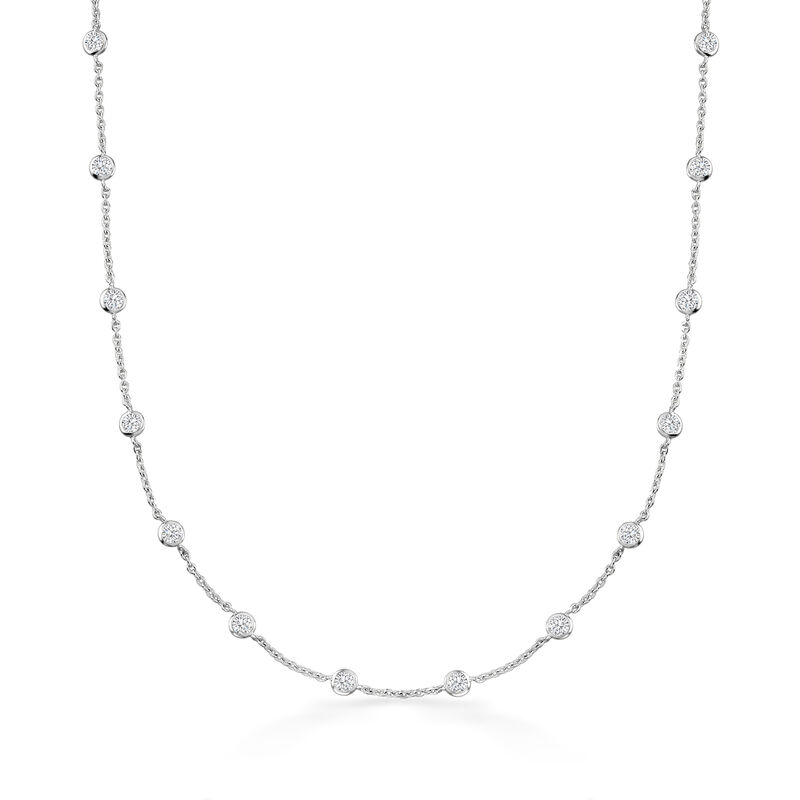 4.50 ct. t.w. Bezel-Set CZ Station Necklace in Sterling Silver image number 0