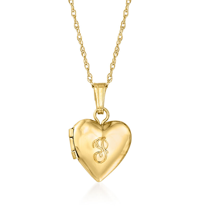 Baby's 14kt Yellow Gold Personalized Heart Locket Necklace image number 1