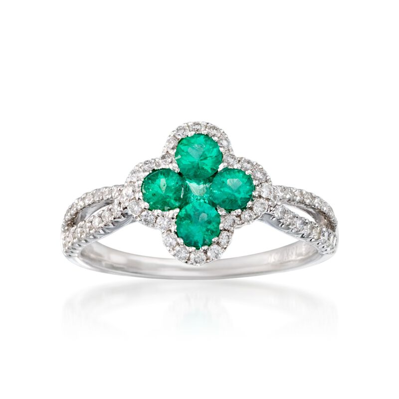 Gregg Ruth .53 ct. t.w. Emerald and .38 ct. t.w. Diamond Ring in 18kt White Gold image number 0