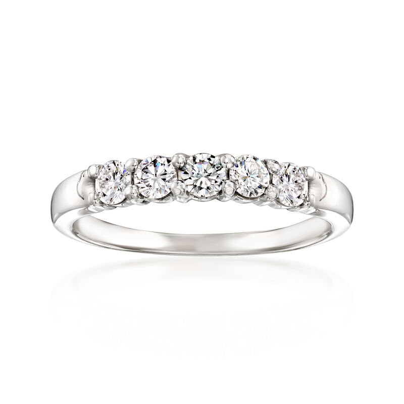 C. 1990 Vintage .50 ct. t.w. Diamond Five-Stone Ring in Platinum. Size 6 image number 0
