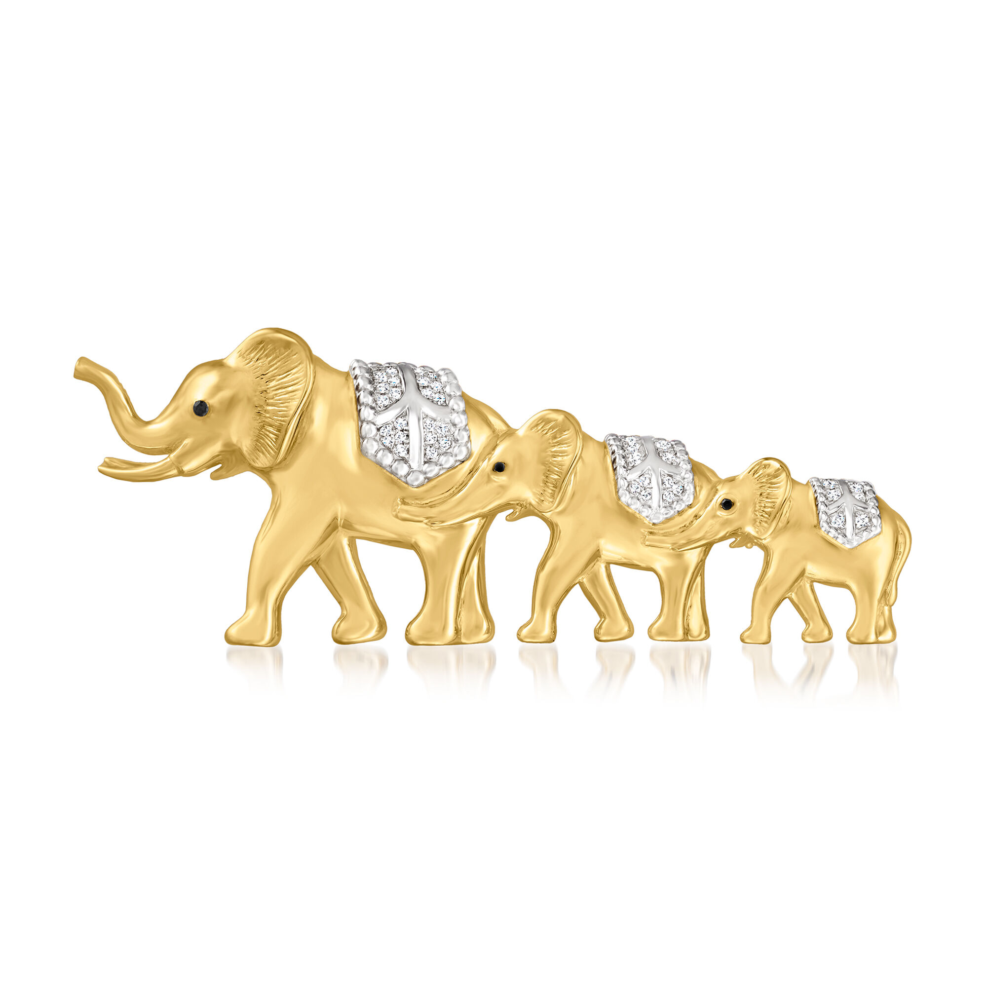 小物 Bonne affaire 15 ct. t.w. Black and White Diamond Elephant Pin in 18kt