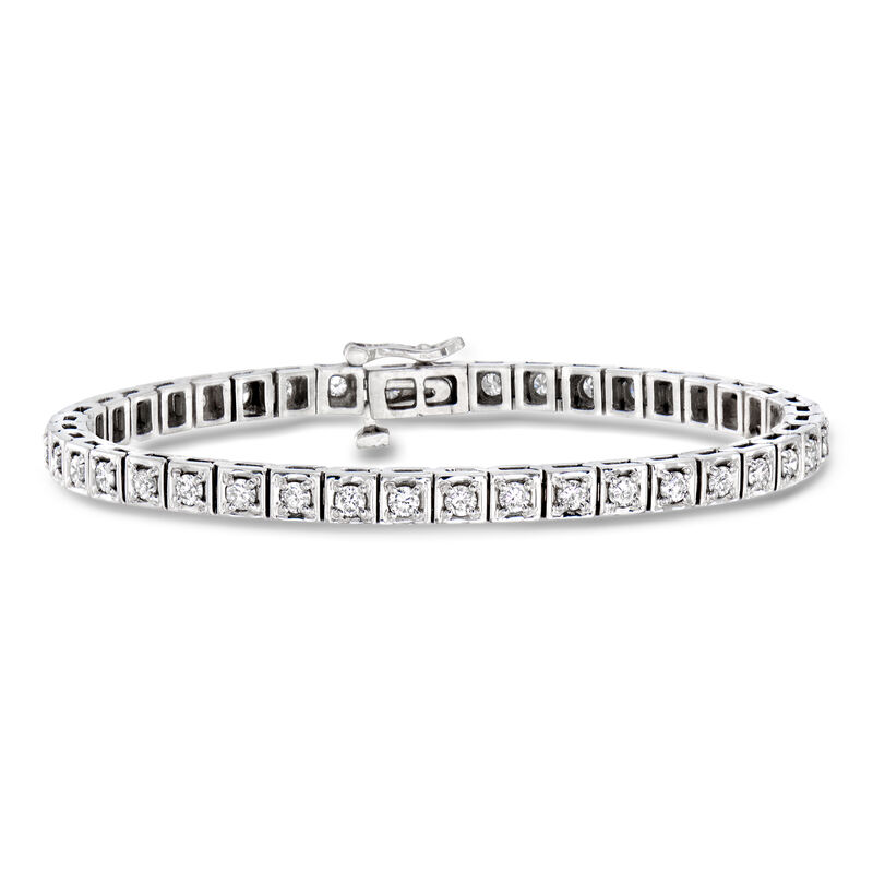 C. 1990 Vintage 3.00 ct. t.w. Diamond Tennis Bracelet in 14kt White Gold. 7" image number 0