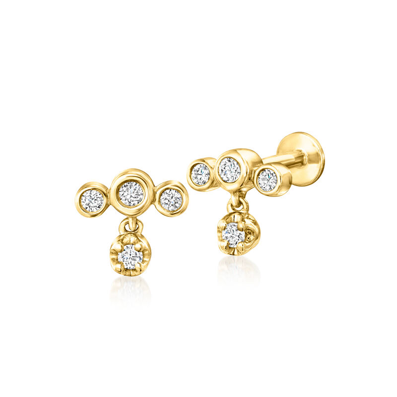 Bezel-Set Lab-Grown Diamond Flat-Back Earrings in 14kt Yellow Gold image number 3