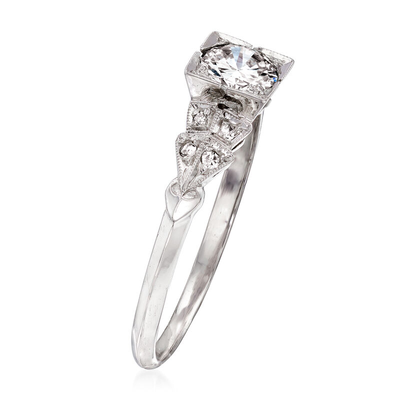 C. 1990 Vintage .58 ct. t.w. Diamond Ring in Platinum. Size 7.75 image number 2