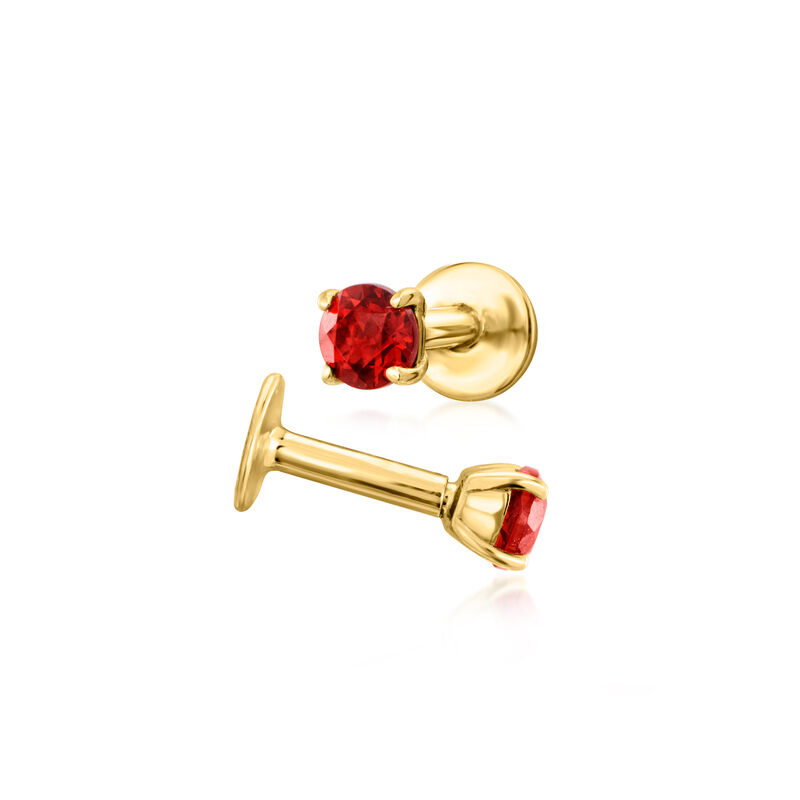 Garnet Flat-Back Earrings in 14kt Yellow Gold image number 4