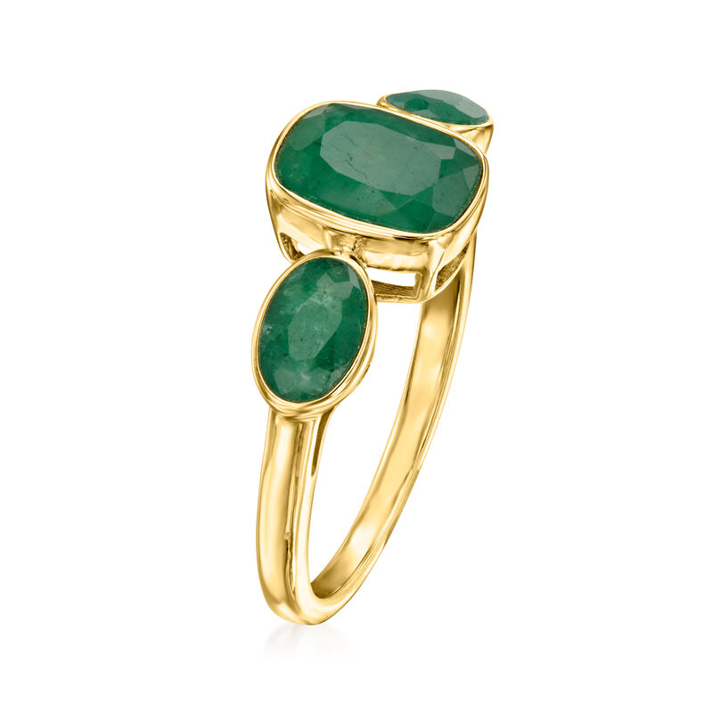 2.80 ct. t.w. Emerald Three-Stone Ring in 18kt Gold Over Sterling image number 2