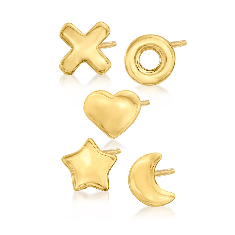 Italian 14kt Yellow Gold Jewelry Set: 5 Interchangeable Mismatched Stud Earrings image number 0