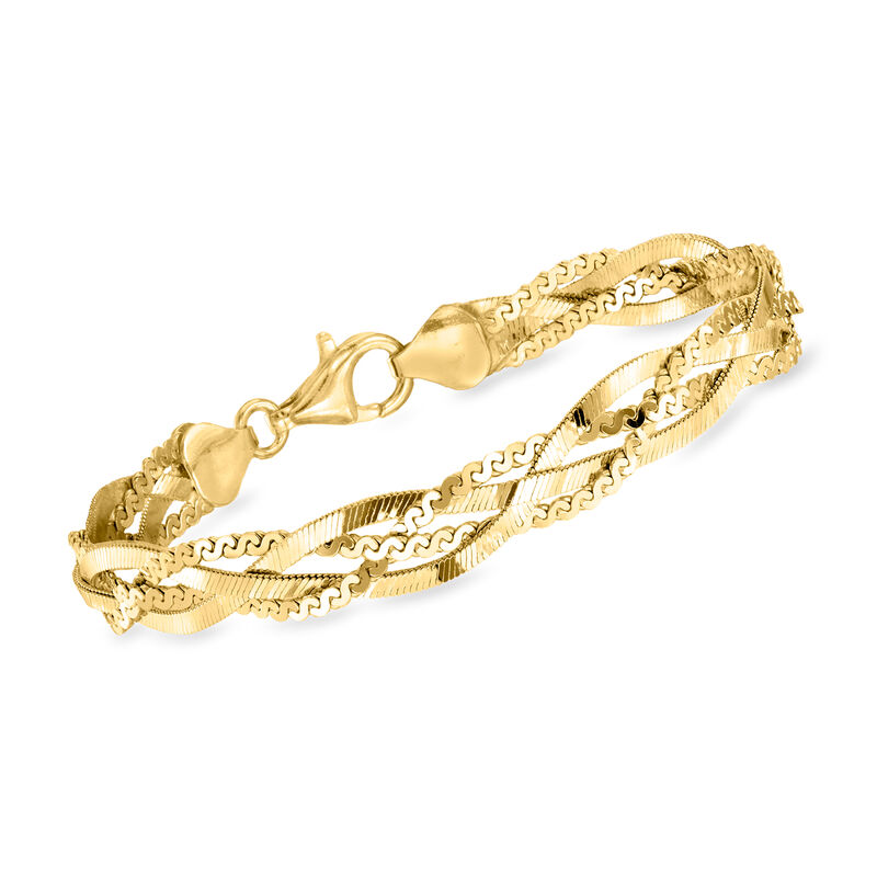 Italian 18kt Gold Over Sterling Braided Bracelet image number 0