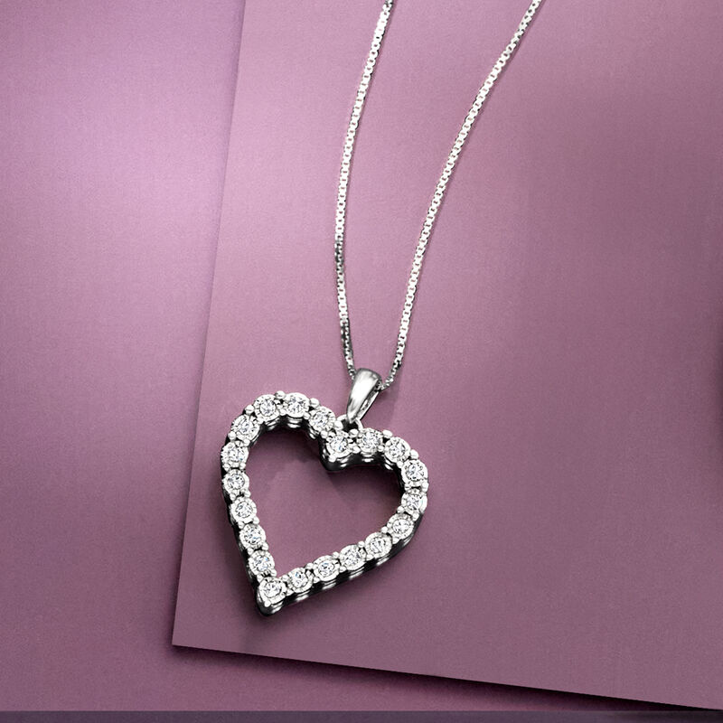 .30 ct. t.w. Diamond Heart Pendant Necklace in Sterling Silver image number 4