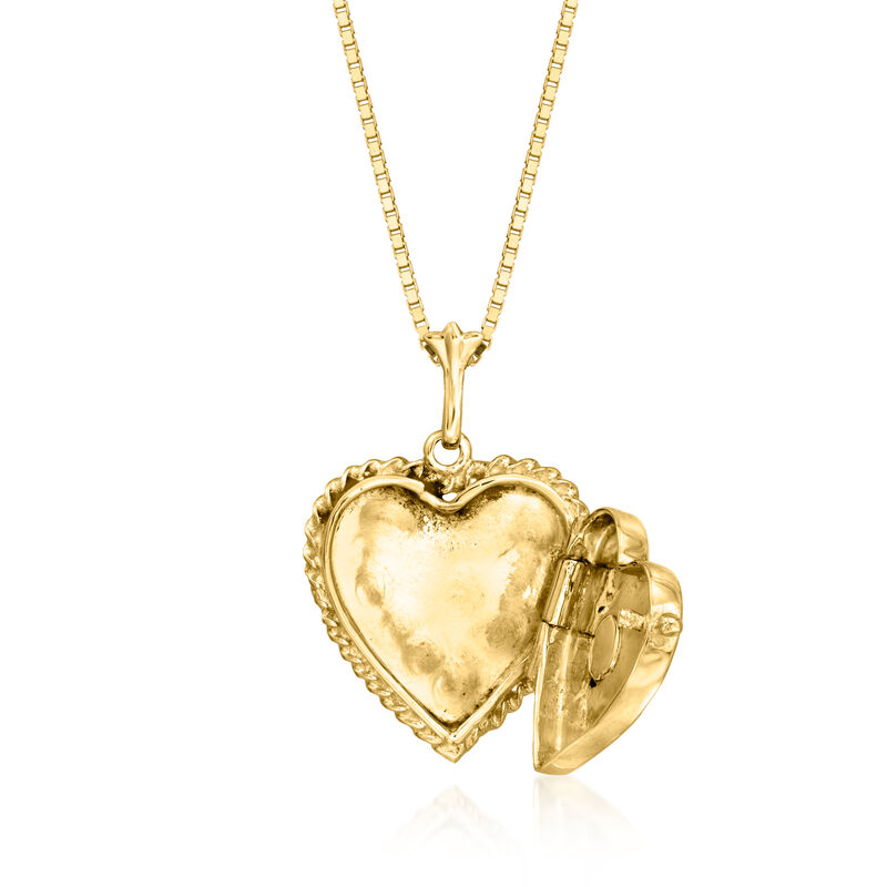 C. 1970 Vintage 14kt Yellow Gold Heart Locket Necklace. 18" image number 2