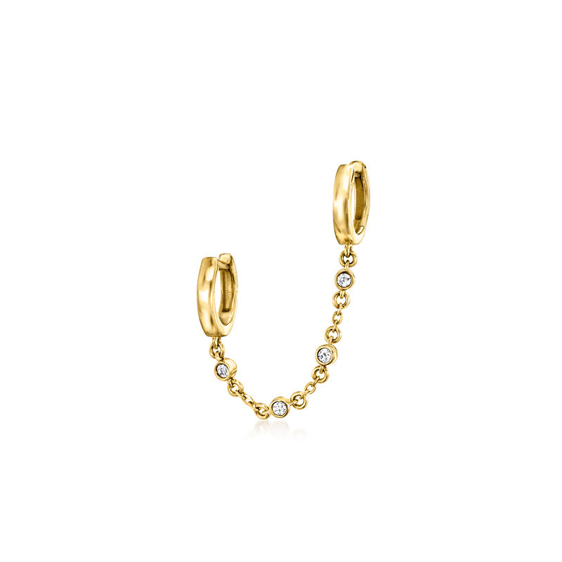 Diamond Double-Piercing Single Earring in 14kt Yellow Gold image number 0