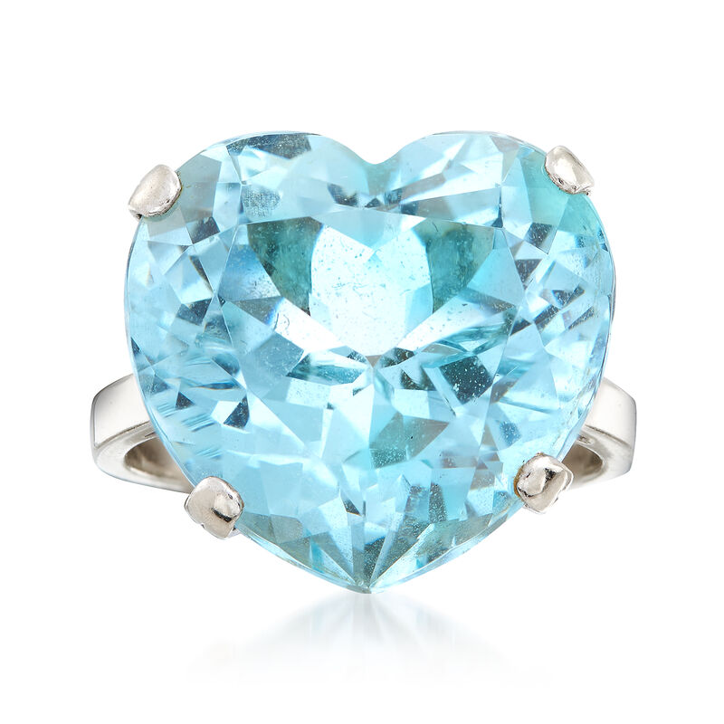 C. 1960 Vintage 14.80 Carat Aquamarine Heart Ring in 14kt White Gold image number 0