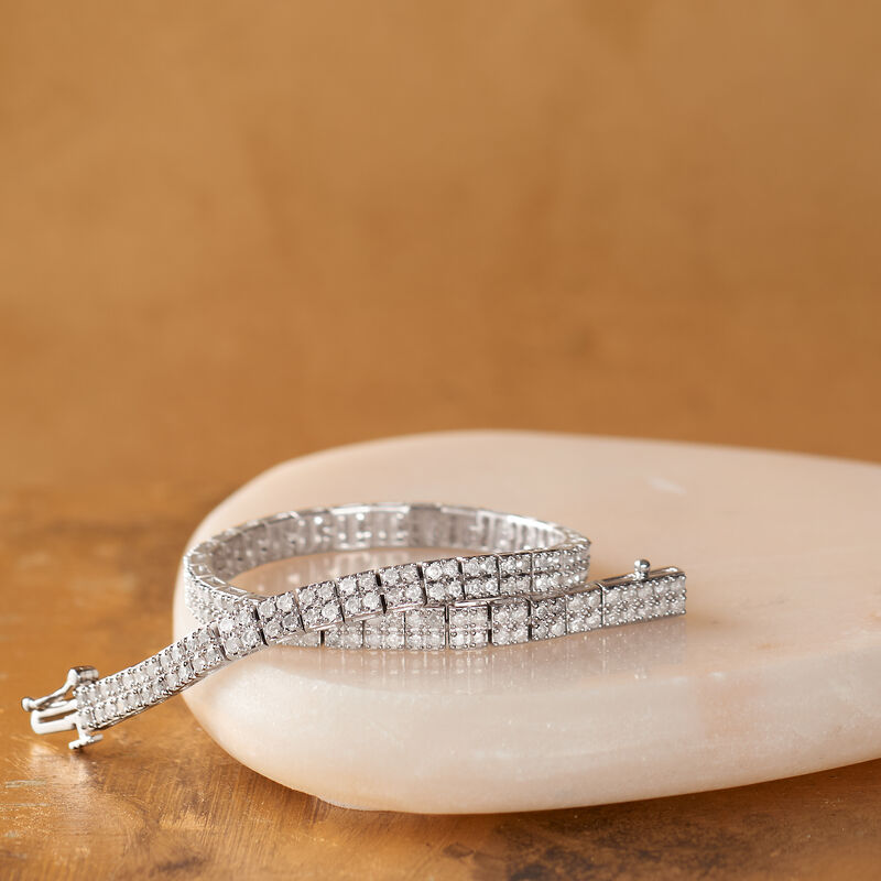 3.00 ct. t.w. Diamond Two-Row Bracelet in Sterling Silver image number 2
