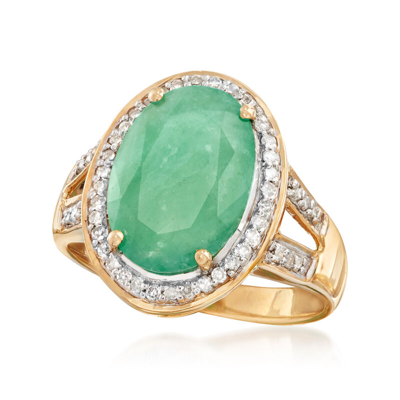 4.20 Carat Emerald Ring with .24 ct. t.w. Diamonds in 14kt Yellow Gold image number 4