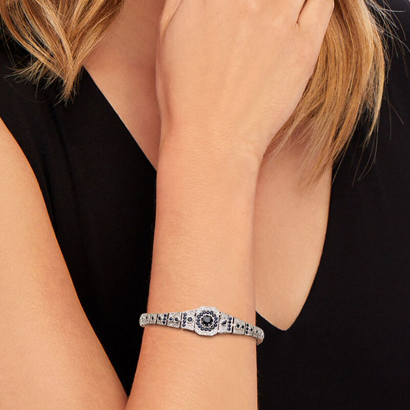 2.50 ct. t.w. Sapphire and .90 ct. t.w. Diamond Bracelet in Sterling Silver image number 1