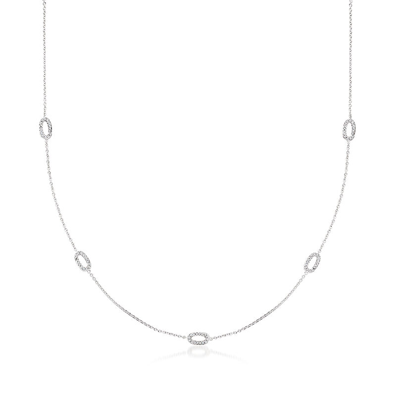 C. 1990 Vintage 2.15 ct. t.w. Diamond Oval Station Necklace in 18kt White Gold. 31&quot; image number 0