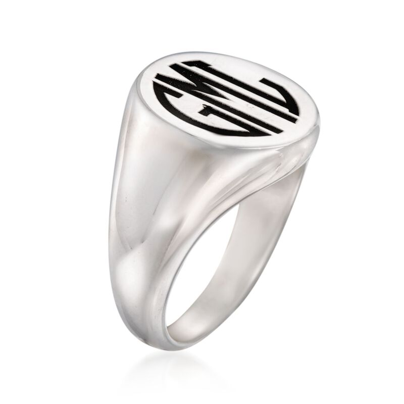 Men's Sterling Silver Personalized Monogram Signet Ring image number 1