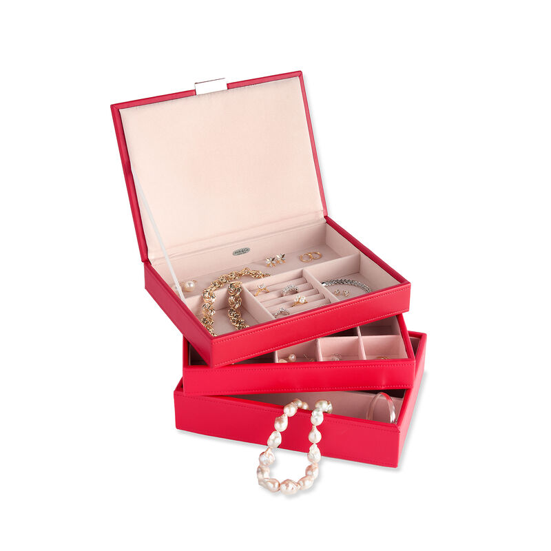Mele & Co. "Allie" Red Faux Leather Stacking Jewelry Box image number 1